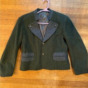 Green and Gray Wool Blazer with Button Details